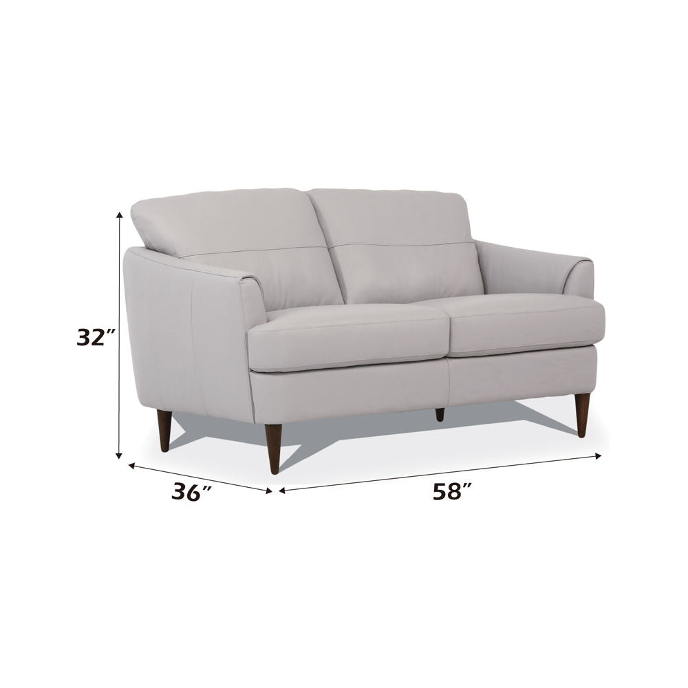 Helena - Loveseat - Pearl Gray Leather