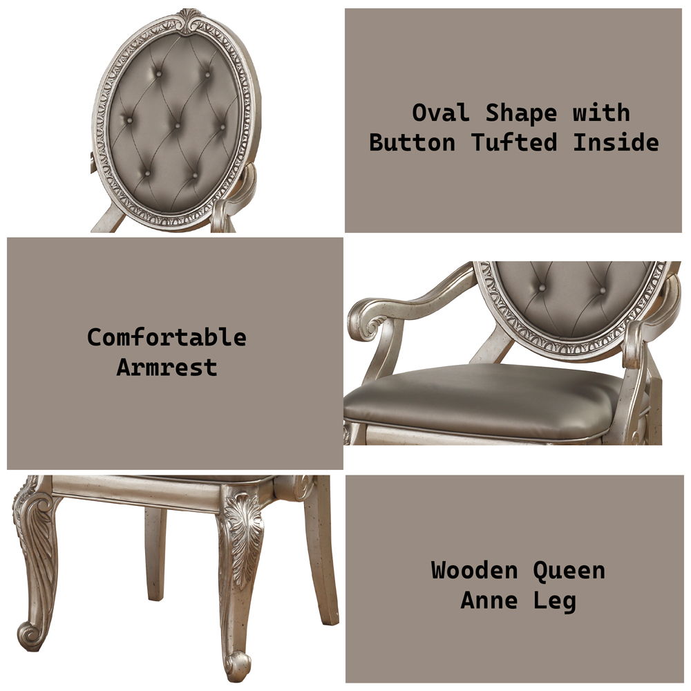 Northville - Arm Chair (Set of 2) - Synthetic Leather & Antique Silver