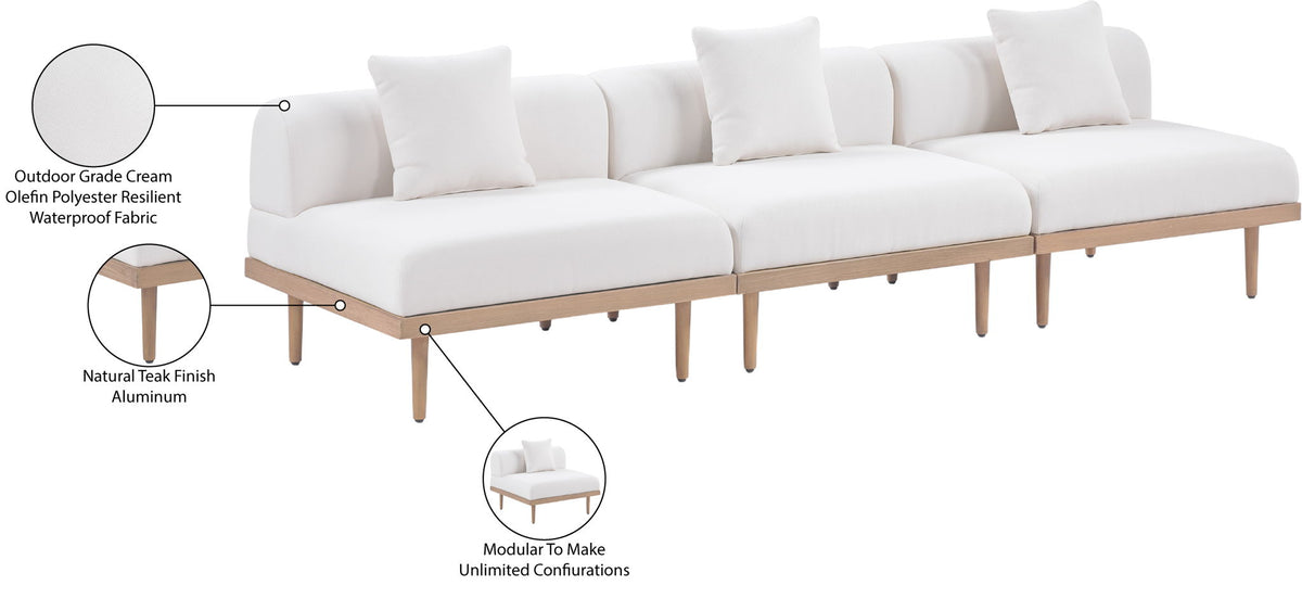 Laguna - 3 Piece Resilient Water Resistant Fabric 106.5" Outdoor Patio Armless Modular Sofa