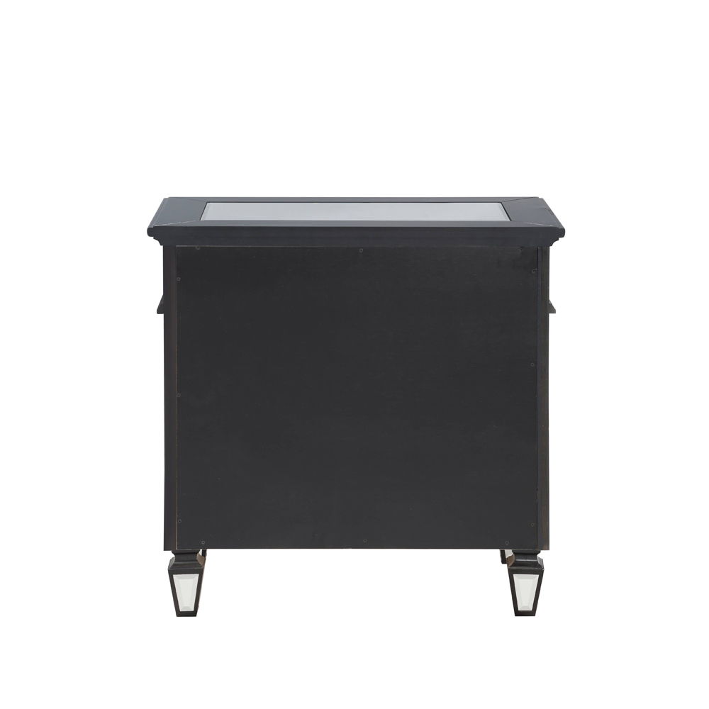 Varian II - Nightstand - Mirrored, Black & Sliver