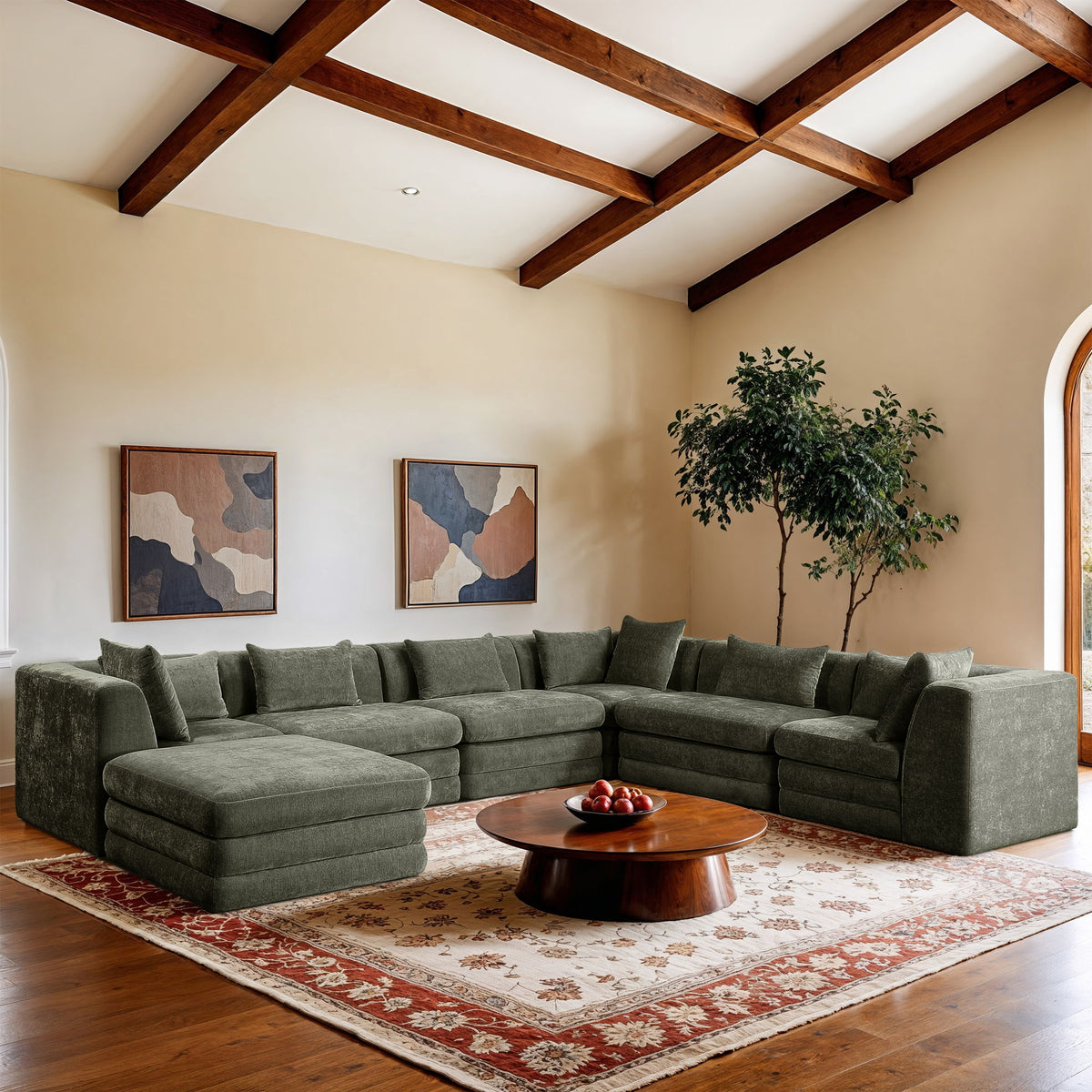 Stellar - 7 Piece Chenille Fabric Upholstered Modular Sectional