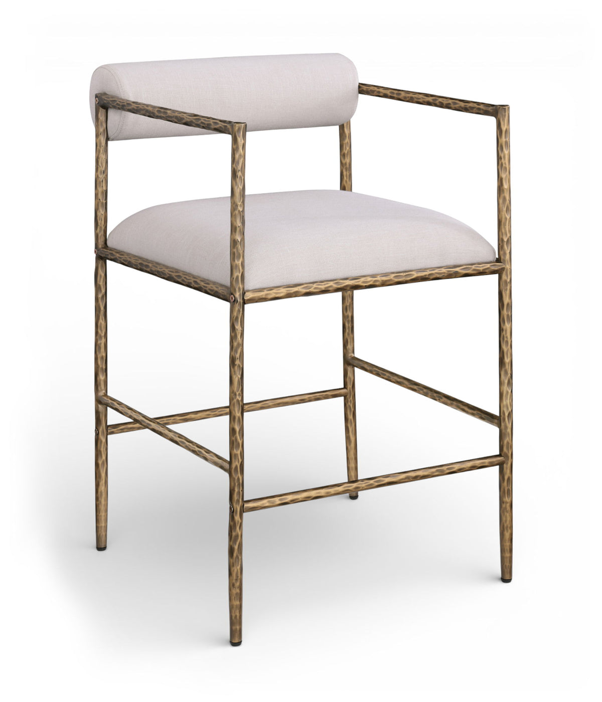 Axis - Linen Textured Beige Fabric Upholstered Counter Stool (Set of 2)