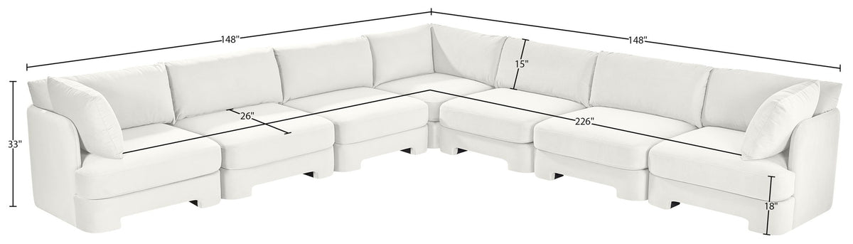 Hammond - Velvet Performance Fabric Upholstered 7 Piece Corner Sectional