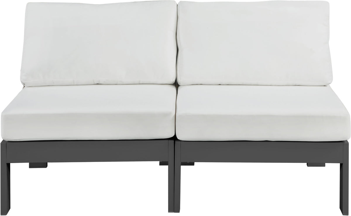 Nizuc - Outdoor Patio 2 Seat Armless Modular Sofa With Gray Frame