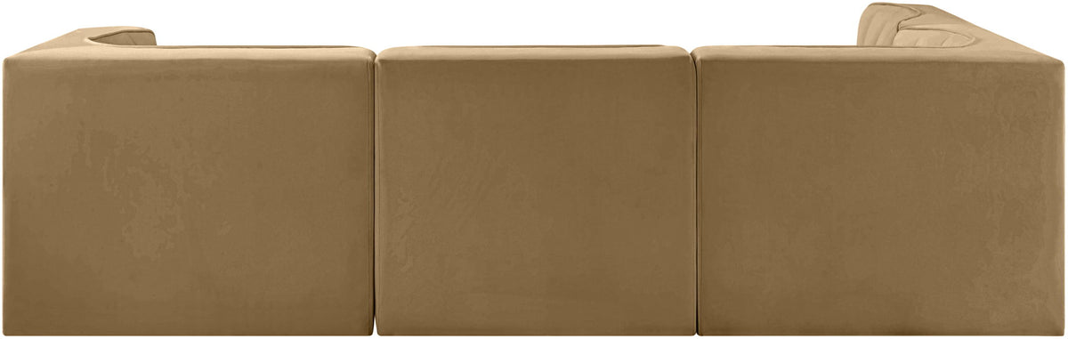 Rummi - Velvet Performance Fabric Upholstered 4 Piece Modular Sectional