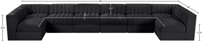 Rummi - Velvet Performance Fabric Upholstered 8 Piece Modular Sectional (With 2 Corner Chairs)