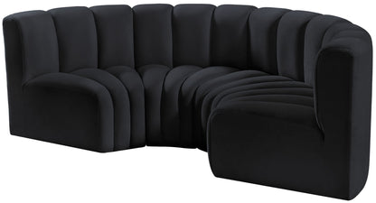 Arc - Velvet 4 Piece U-Shaped Modular Sofa