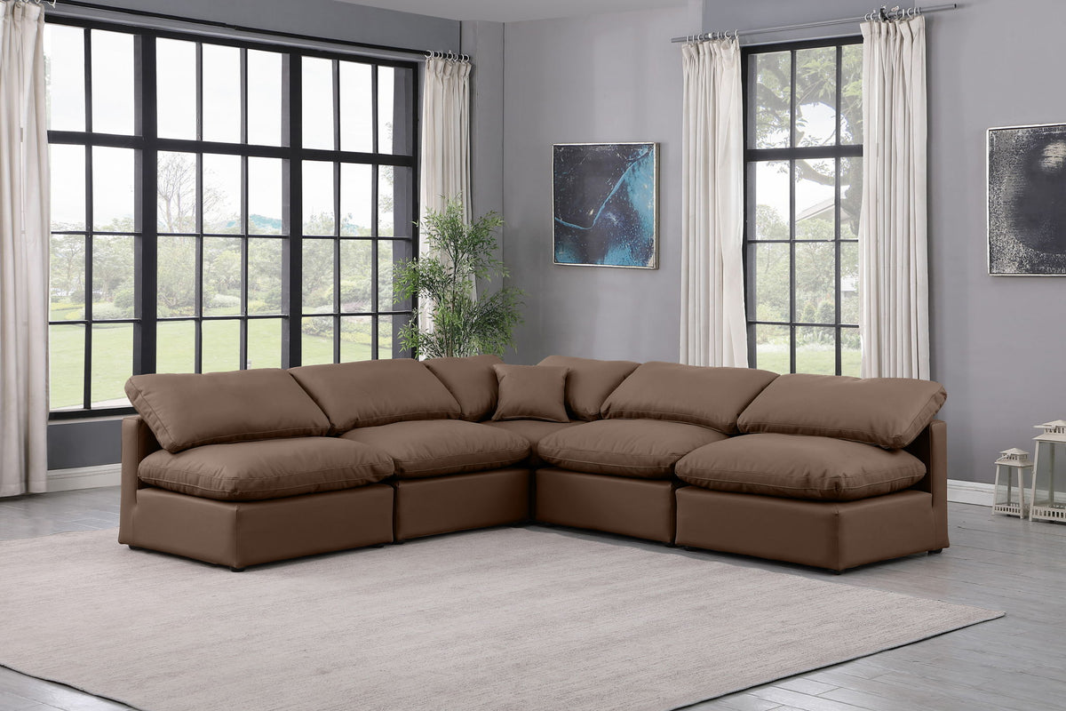 Indulge - Faux Leather 5 Piece Modular Corner Armless Sectional