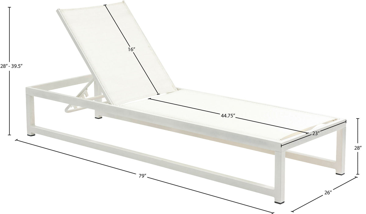 Maldives - Water Resistant Outdoor Patio Adjustable Sun Chaise Lounge Chair With White Base
