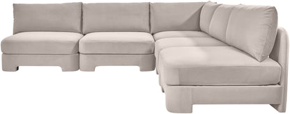 Hammond - Velvet Performance Fabric Upholstered 5 Piece Armless Sectional