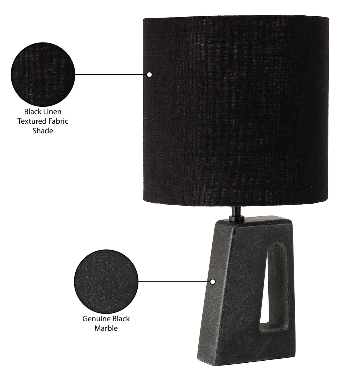 Vellum - Genuine Marble Base And Linen Textured Fabric Shade Table Lamp