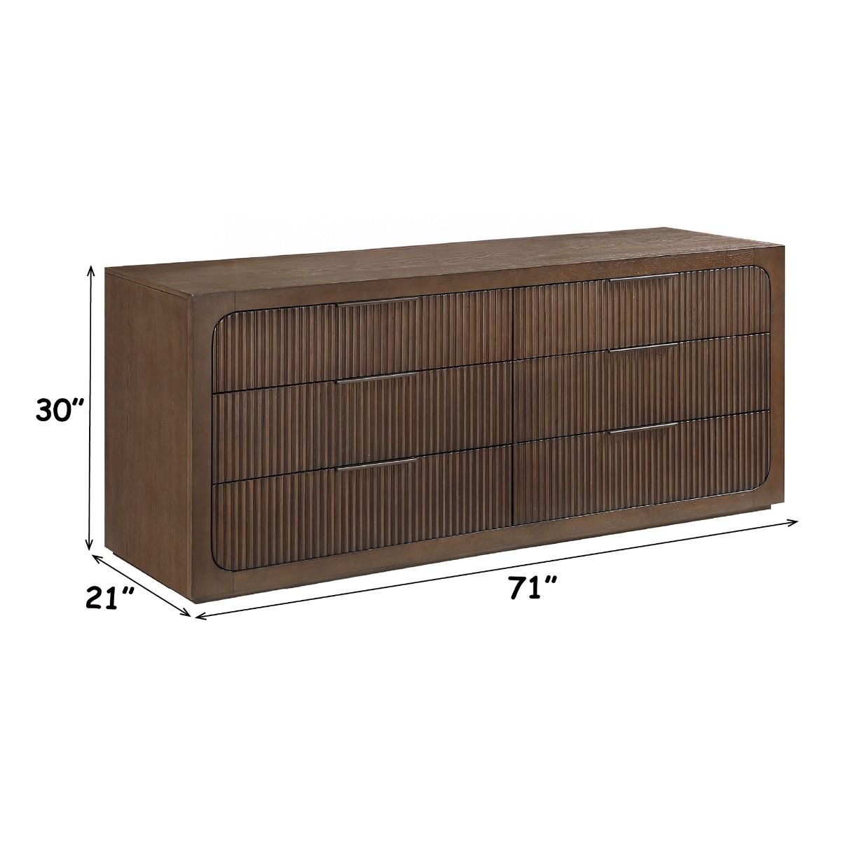 Leanna - Dresser With Wood Top - Brown Oak