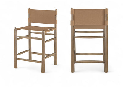 Santos - Upholstered Counter Stool With Stained Brown Base