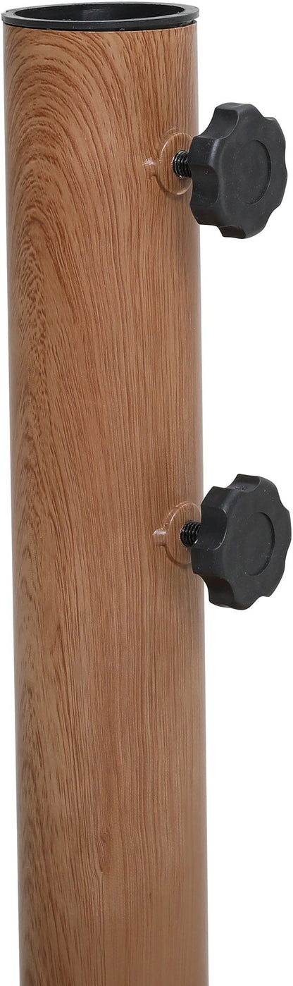 Fiji - Aluminum Patio Umbrella With Round Teak And Black Base