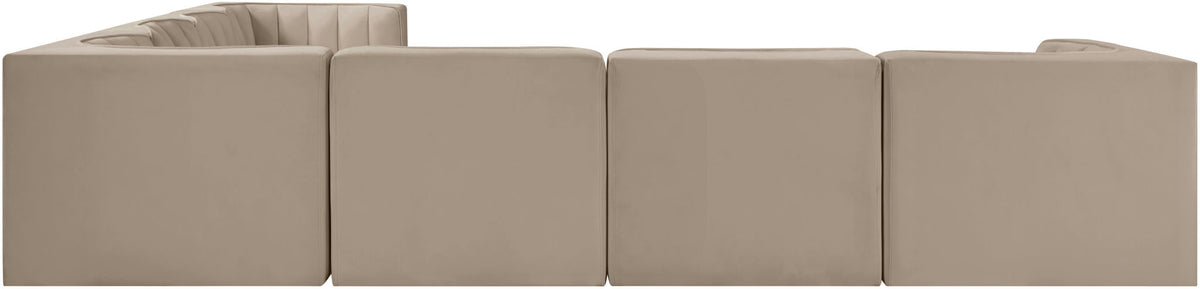 Rummi - Symmetrical Velvet Performance Fabric Upholstered 7 Piece Modular Sectional (With 3 Corner Chairs)