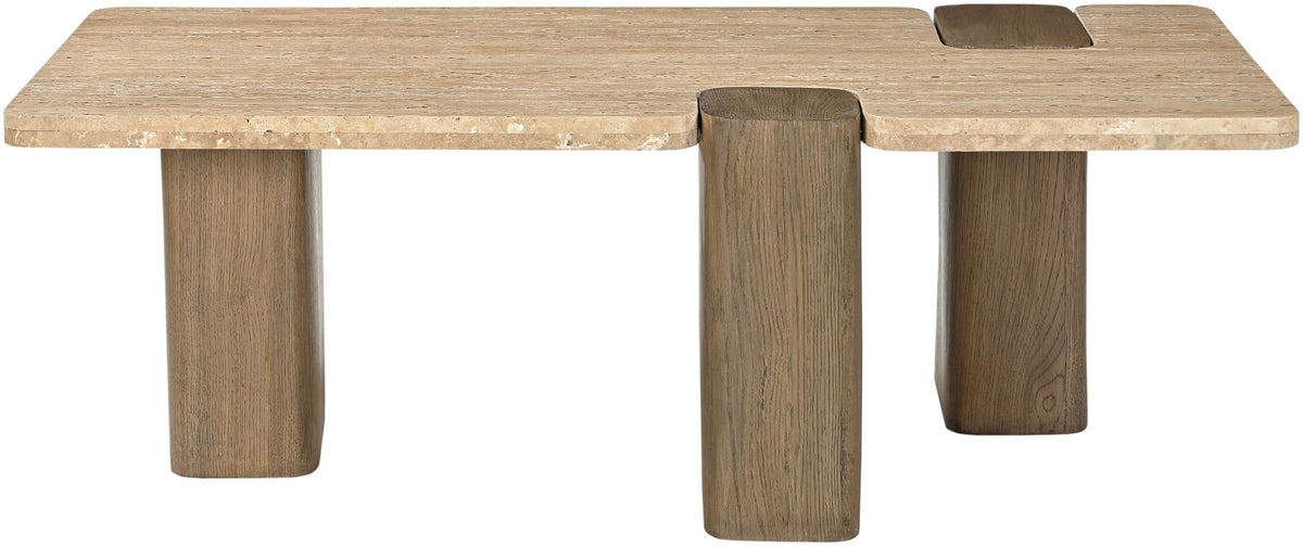Ravenna - Genuine Fabric Travertine And Oak Wood Table