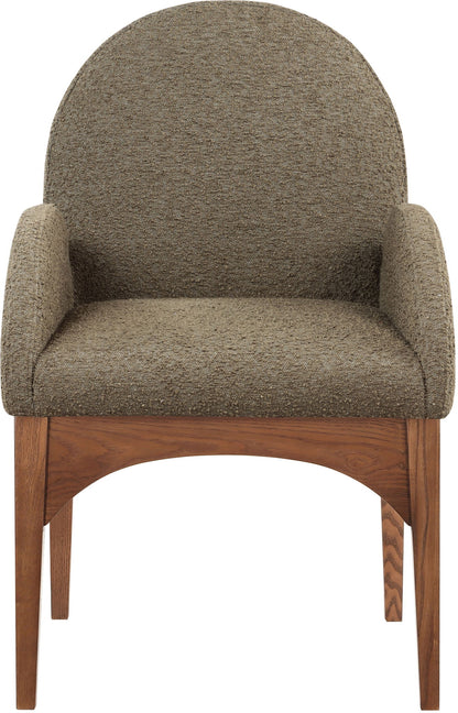 Waldorf - Boucle Dining Arm Chair With Brown Legs