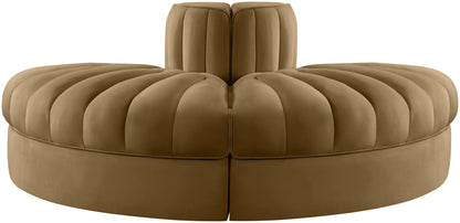 Rummi - Velvet Performance Fabric Upholstered 2 Piece Rounded Modular Loveseat