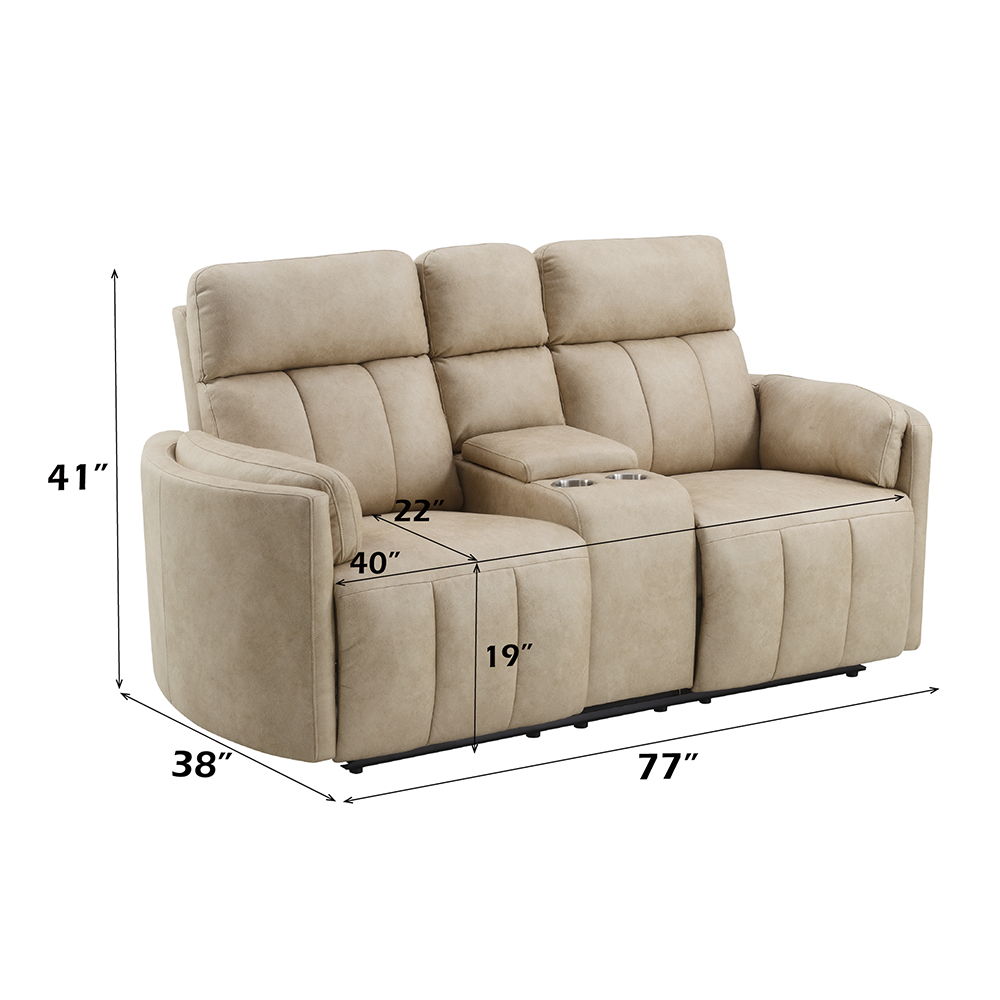 Elison - Motion Loveseat With Console - Dark Beige Polish Microfiber