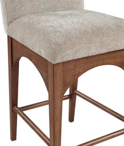 Waldorf - Chenille Stool With Brown Legs