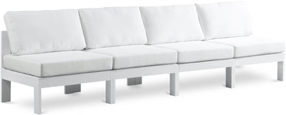 Nizuc - Outdoor Patio 4 Seat Armless Modular Sofa With White Frame