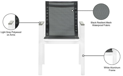 Nizuc - Outdoor Patio Dining Arm Chair With White Frame And Gray Arms (Set of 2)
