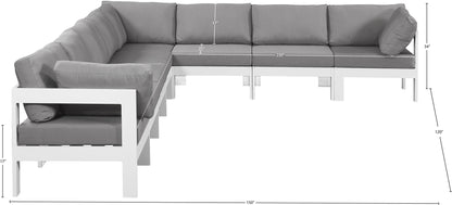 Nizuc - Outdoor Patio 8 Piece Modular Sectional With White Frame