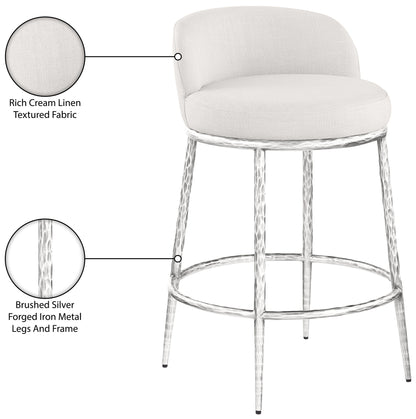 Ferro - Upholstered Counter Stool With Brushed Silver Base