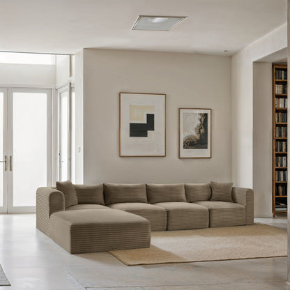 Shaggy - Fabric 5 Piece Modular Sectional With Ottoman