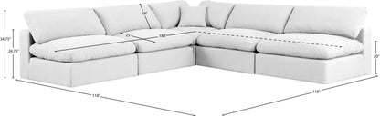 Comfy - 5 Piece Linen Modular Corner Armless Sectional