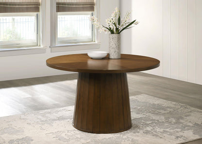 Galindo 52-inch Round Walnut Veneer Dining Table Walnut