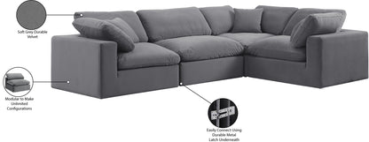 Comfy - 4 Piece Velvet Modular Sectional