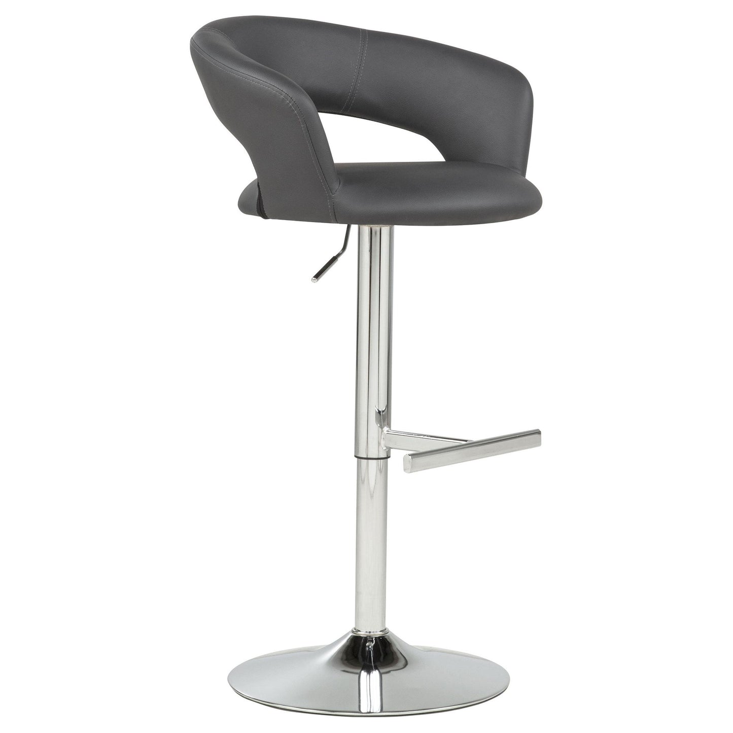 Travia Adjustable Leatherette Swivel Bar Stool Grey and Chrome