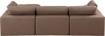 Comfy - 4 Piece Faux Leather Modular Sectional With Chaise