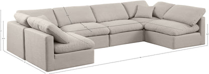 Indulge - Linen 6 Piece Modular U-Shaped Sectional