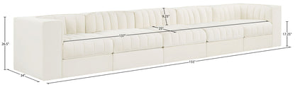 Rummi - Velvet Performance Fabric Upholstered 5 Piece Modular Sofa