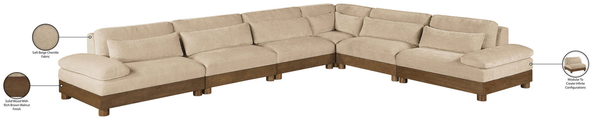 Turin - Chenille Fabric Upholstered Modular Sectional - Beige