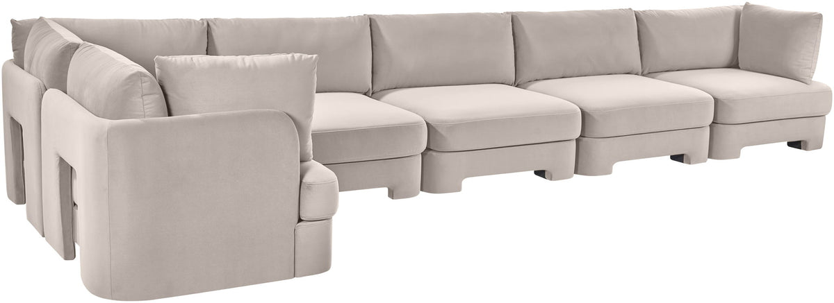 Hammond - Velvet Performance Fabric Upholstered 6 Piece L-Shaped Sectional