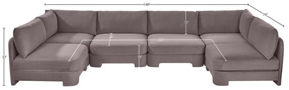 Hammond - Velvet Performance Fabric Upholstered 6 Piece U-Shaped Armless Sectional