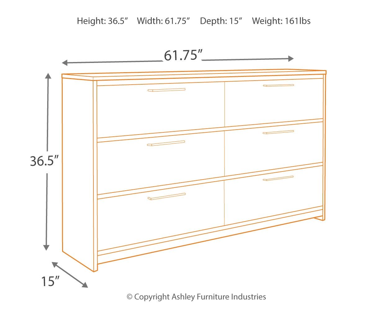 Baystorm - Six Smooth Drawer Dresser