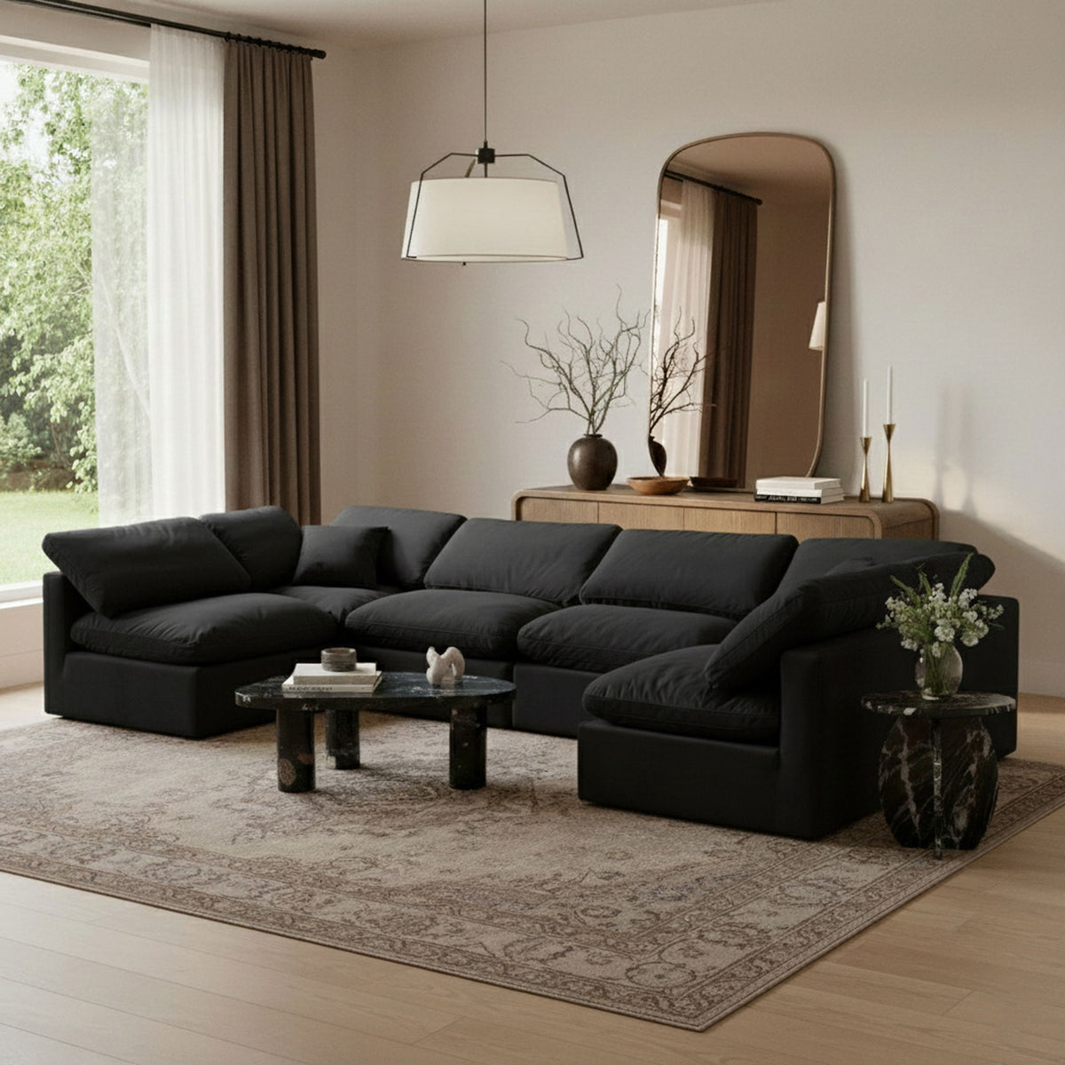 Indulge - Velvet 6 Piece Modular U-Shaped Sectional