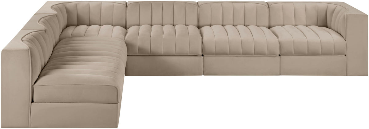 Rummi - Velvet Performance Fabric Upholstered 6 Piece Modular Sectional