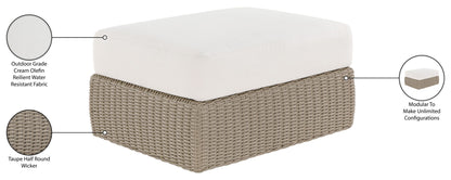 Seacrest - Olefin Water Resistant Fabric And Wicker Outdoor Patio Ottoman/Coffee Table