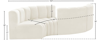 Arc - Velvet 4 Piece Curved Modular Sofa
