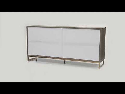 Paavan - Console Cabinet - White Marble Print Oak & Champagne
