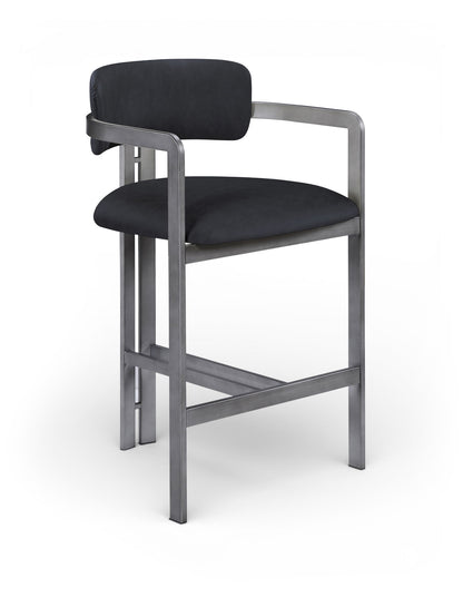 Aurum - Vegan Leather Upholstered Counter Stool With Gray Base