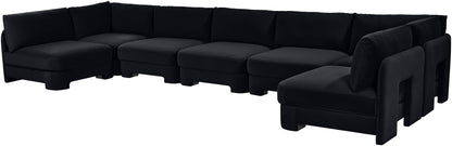 Hammond - Velvet Performance Fabric Upholstered 7 Piece U-Shaped Armless Sectional