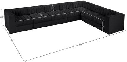 Rummi - Velvet Performance Fabric Upholstered 7 Piece Modular Sectional (With 3 Corner Chairs)
