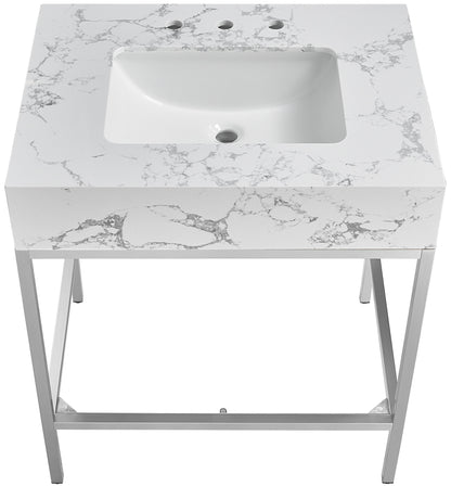 Marmo - Engineered Marble Bathroom Vanity With Chrome Base