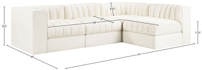 Rummi - Velvet Performance Fabric Upholstered 4 Piece Modular Sectional